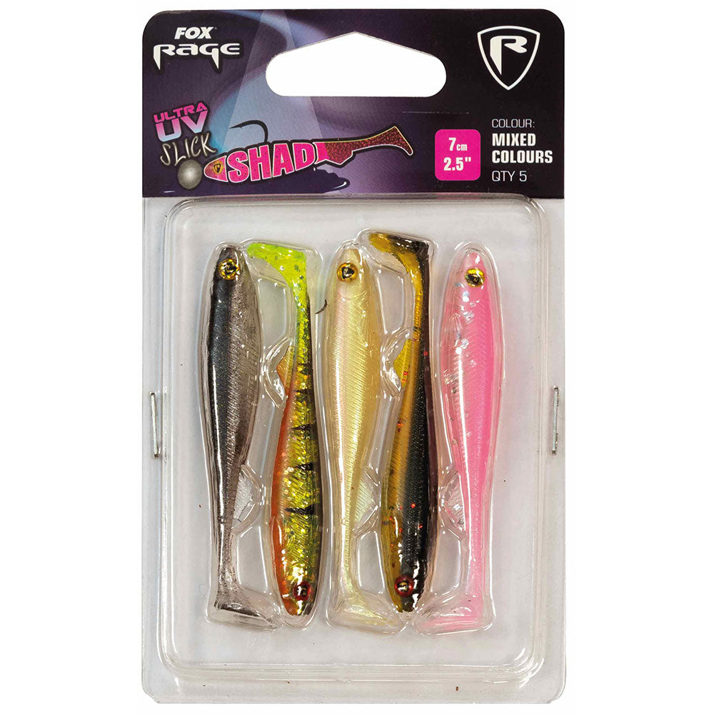 Fox Rage Slick Shad UV Mixed Colour Pack bij snoekenbaars.nl