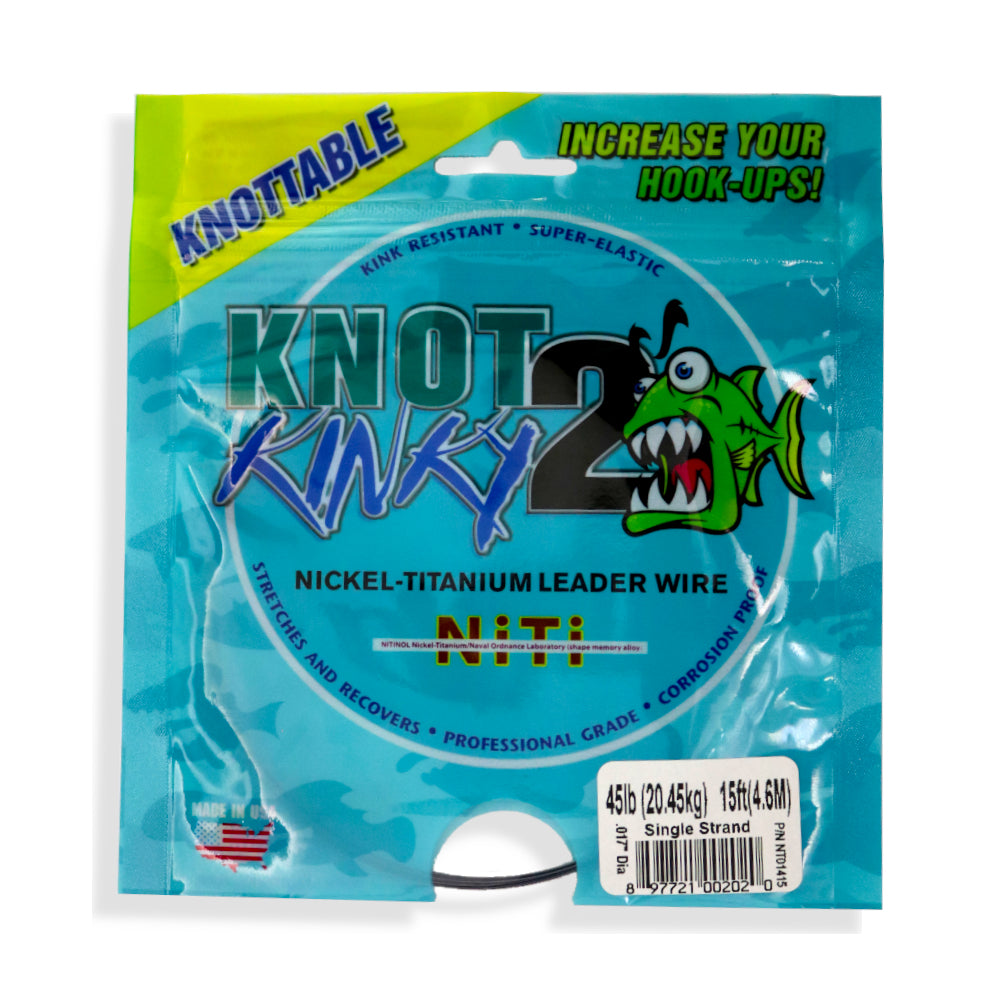 Aquateko Knot 2 Kinky 1x1 Nickel-Titanium onderlijn / 4,5 m bij snoekenbaars.nl