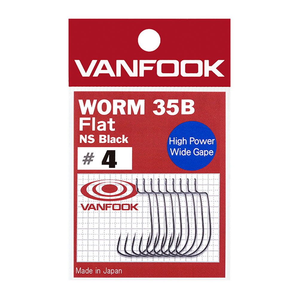 VanFook Worm 35B Flat NS Black / Offset-Haken bij snoekenbaars.nl
