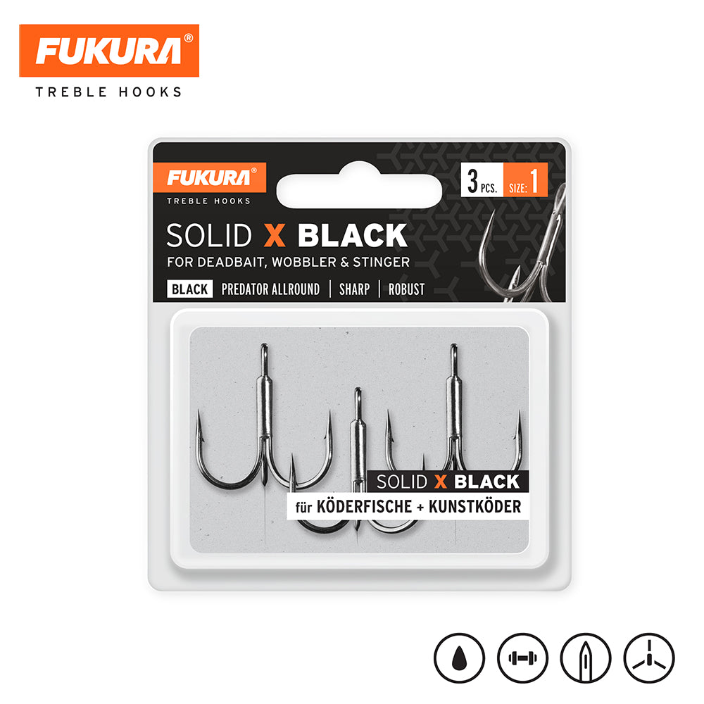Lieblingsköder Fukura Drillingen Solid X Black / Treble Hooks bij snoekenbaars.nl