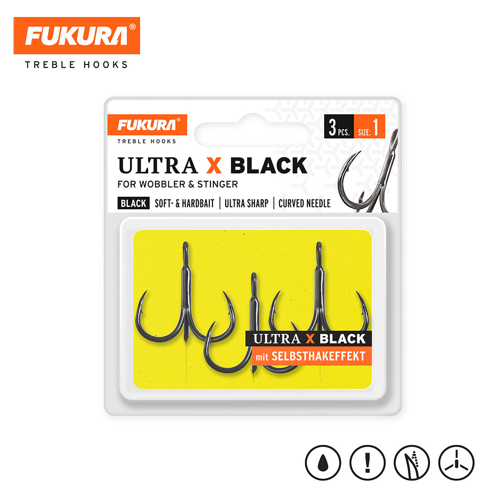 Lieblingsköder Fukura Drillinge Ultra X Black / Treble Hooks bij snoekenbaars.nl