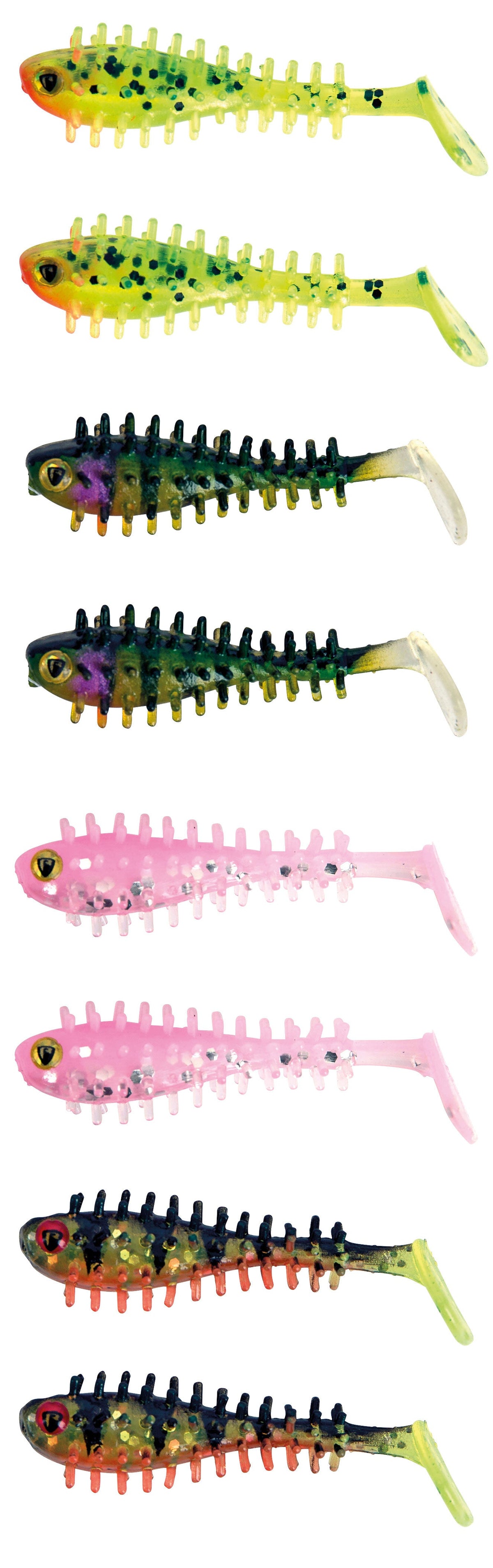 Fox Rage Micro Spikey Fry UV Mixed Colour Pack / 4 cm bij snoekenbaars.nl