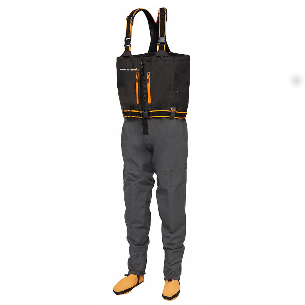 Savage Gear SG8 Chest Zip Wader (Grey Black) bij snoekenbaars.nl