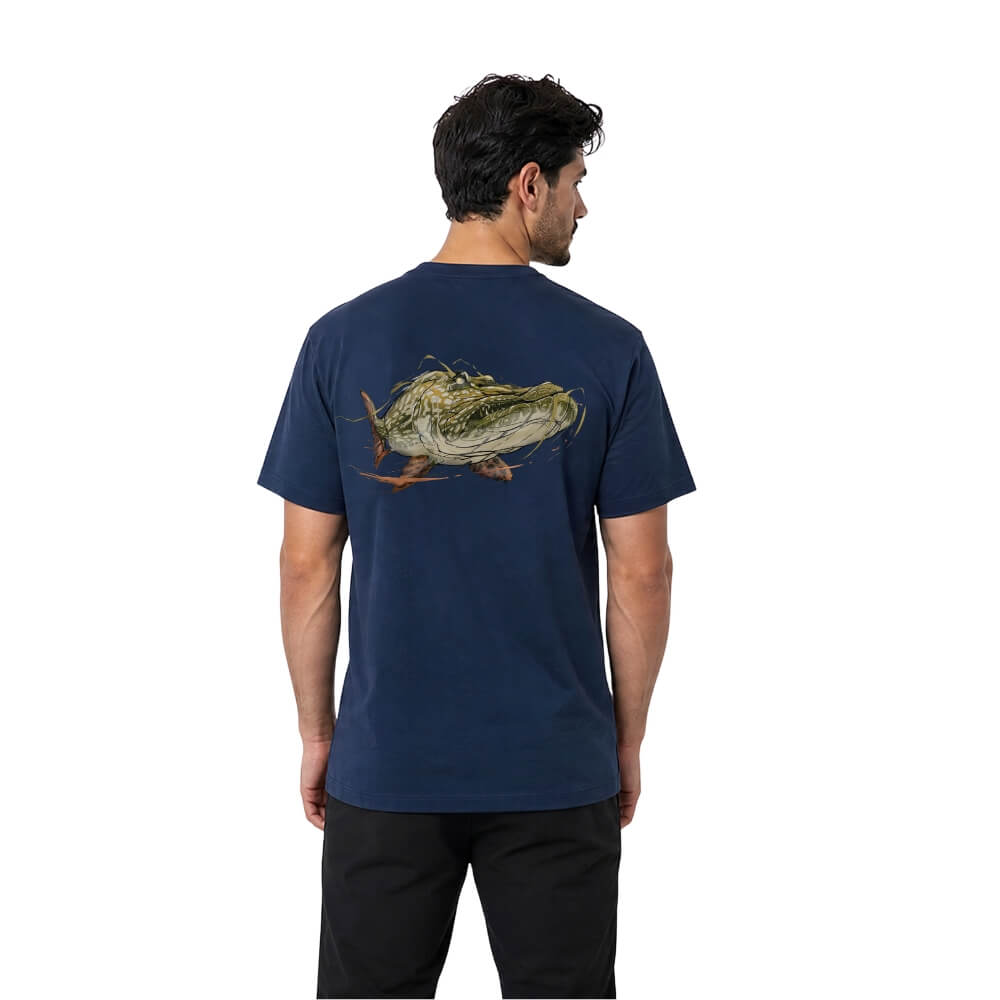 BKK Short Sleeve Casual Shirt Pike (Navy Blue) bij snoekenbaars.nl