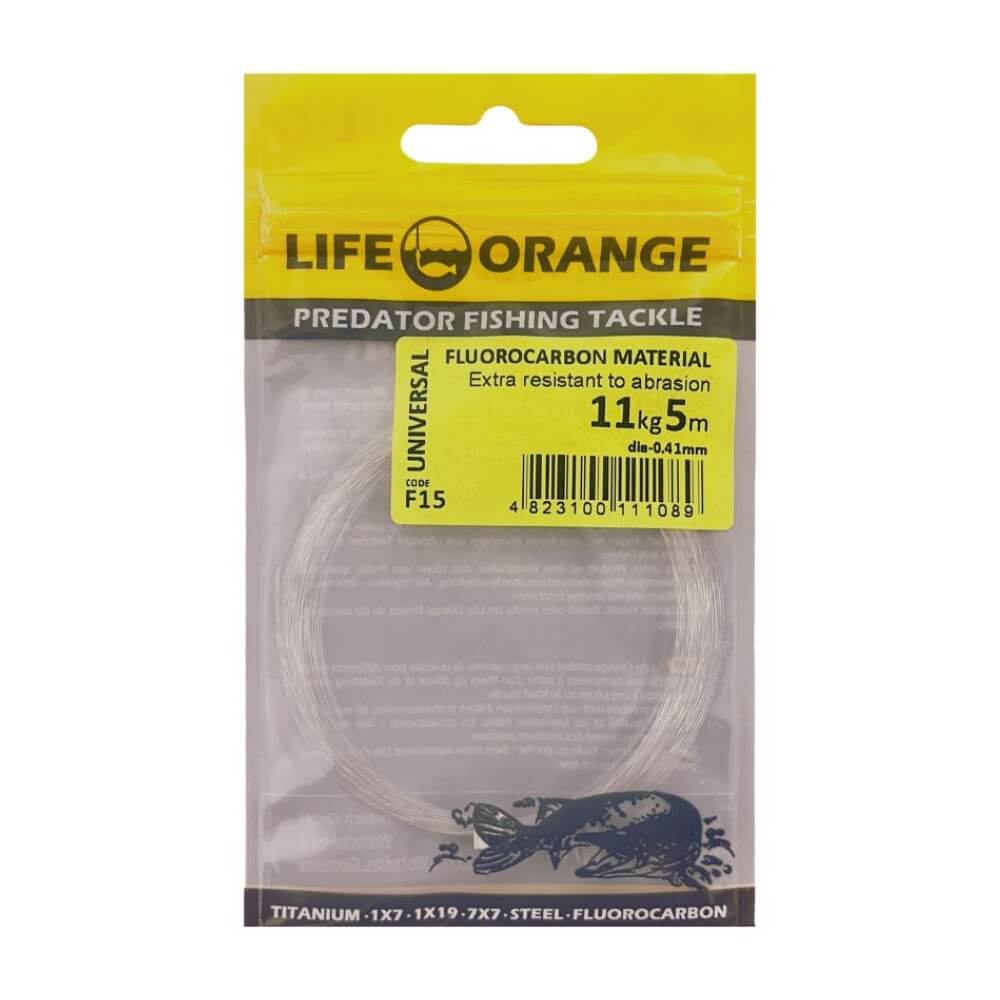 Life Orange Fluorocarbon Material / 5 m bij snoekenbaars.nl
