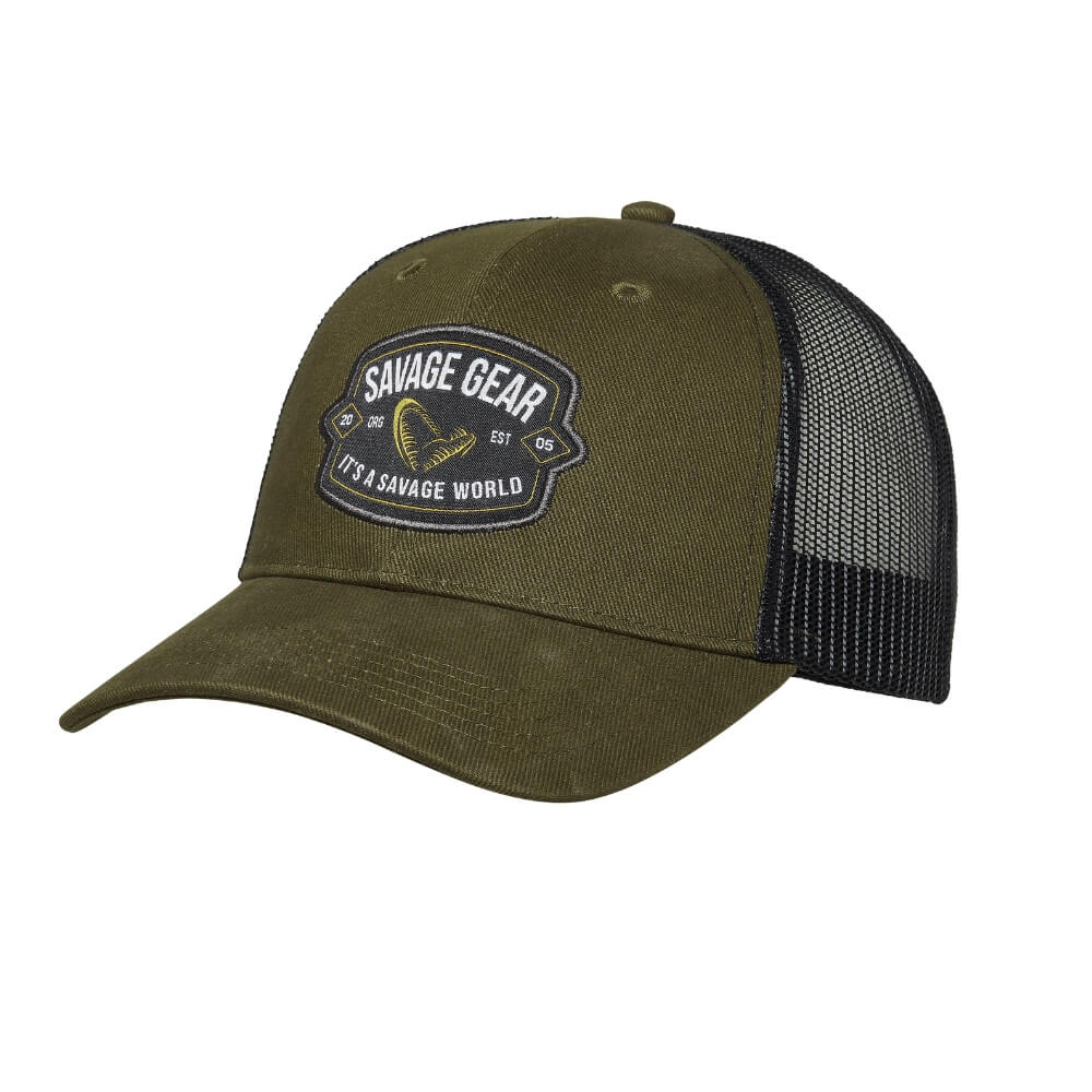 Savage Gear Badge Trucker Cap (Green) bij snoekenbaars.nl